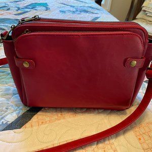Lovely Red Organizer Handbag - NEW